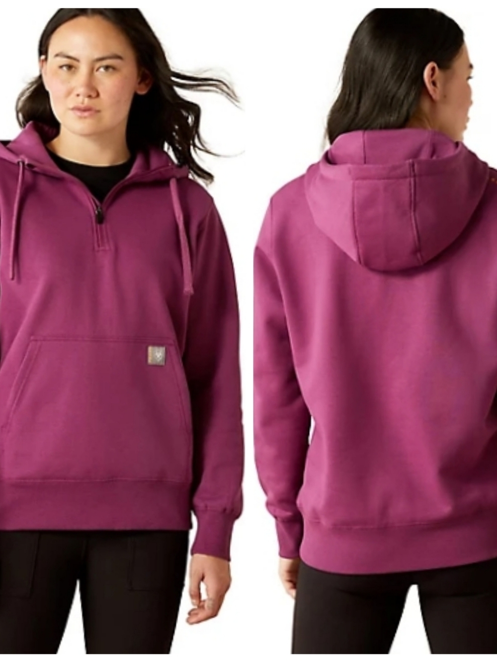 Ariat Womens Small Grape Kiss Skill Set 1/2 Zip Drawstring Pullover Hoodie